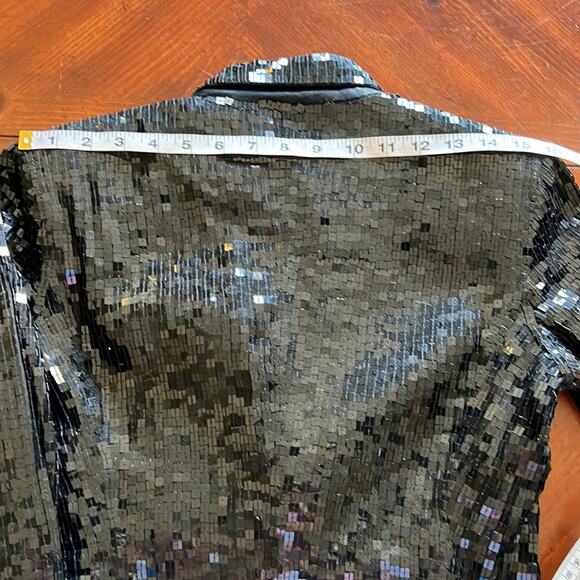 Guess Black Sequin Blazer Jacket Woman Size Small Satin Lined Special Occasion - Picture 12 of 12
